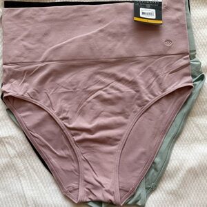 Sofía Vergara High-Waisted Seamless Briefs in Mauve, Black & Mint Large